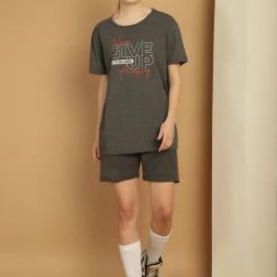 Vimal Jonney Grey Cotton Printed T-Shirt & Shorts Set-image-57