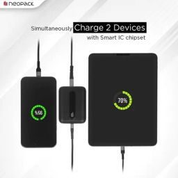 Neopack Atom 10000 mAH Power Bank with USB-A & USB-C @ 22.5W Dual Port Fast Charging Outputs (Black) image 4