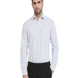 Park Avenue Grey Slim Fit Checkered Formal Shirt-picture-10
