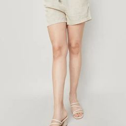 Code by Lifestyle Beige Self Design Shorts-image-5