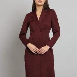 Powersutra Maroon Solid Full Sleeves A Line Dress-picture-29