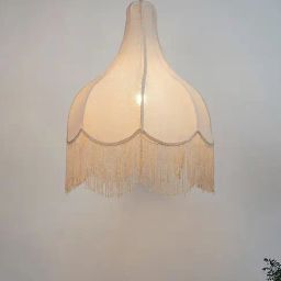 FOS LIGHTING Large Beige Bell Scalloped Pendant Light with Tassels-image-27