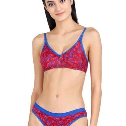 AROUSY Red Cotton Printed Bra Panty Set-image-74