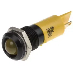 RS PRO Yellow Panel Mount Indicator 230V AC, Mounting Hole Size 14 mm, IP Rating IP67, Model No 210096-20