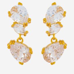 Kushal's Fashion Jewellery Gold-Plated Zircon Studded Teardrop Shaped Drop Earrings-picture-4