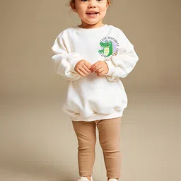 JC SPARKLE Girls Animal Printed Drop Shoulders Pure Cotton Sweatshirt With Leggings-picture-47