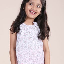 KiddoPanti Floral Print Halter Neck Georgette Top-image-7