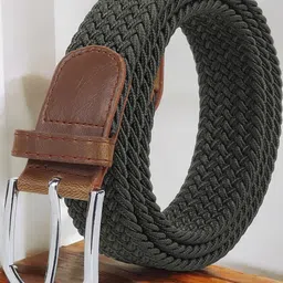 The Roadster Lifestyle Co. Men Green Textured Stretchable Casual Belt-image-100