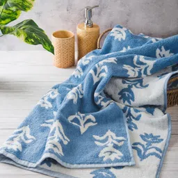 Fabindia Blue & White 1 Printed Cotton 570 GSM Bath Towel-image-69