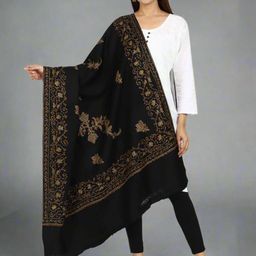 SWI Stylish Floral Embroidered Woolen Shawl-picture-19