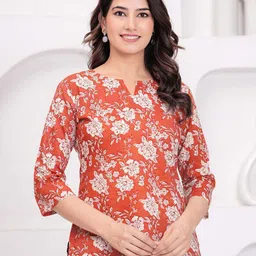 KEIYONA Women Floral Printed Round Neck Cotton Kurti-picture-33