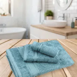 Ramraj Blue 3 Piece Other 500 GSM Towel Set-16