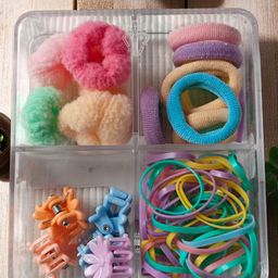 LYTIX Girls Pack Of 30 Soft Elastic Bands Hair Ties & Mini Claw Clips - Assorted-image-95