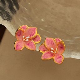 FIMBUL Gold-Plated Enamel Floral Studs-image-47