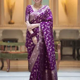 VILLE FASHION Woven Design Zari Art Silk Kanjeevaram Saree-picture-38