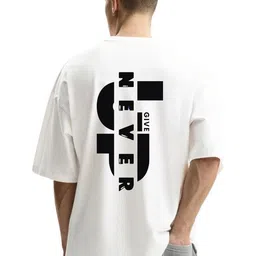 Fashnobic Men Typography Printed Round Neck Cotton Oversized T-shirt-image-30