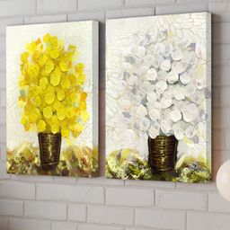 Myntra Elegant Homes Yellow & White 2 Pieces Floral Canvas Wall Arts-image-60