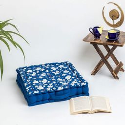SKANDA FAB Blue & White Printed Cotton Floor Cushions-image-69
