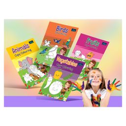 Animals Birds Vegetables Fruits Copy And Colouring Book Pack Of 4 - English-28