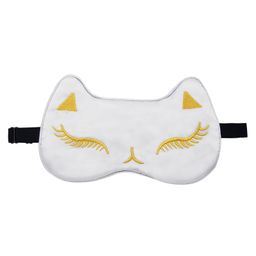 Jenna Silk Feline Face Sleeping Eye Mask - White-image-16