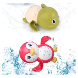 ADKD Swimming Penguin and Turtle Wind Up Bath Toy - Pack Of 2  Colour May Vary-1