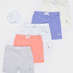 Mi Arcus Unisex Cotton Solid & Mini Polka Dots Print Shorts Pack of 5 Multi Color-image-74