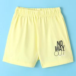 Fido Single Jersey Knit Above Knee Length Shorts with Text Print - Lemon-picture-10