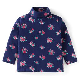 Babyhug Cotton Knit Full Sleeves Floral Printed Skivi T-Shirt - Navy Blue-image-94