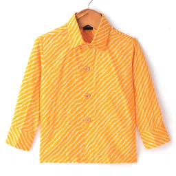 JAV Creations Full Sleeves Leheriya  Printed Shirt - Yellow-picture-6