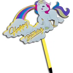 Decor Mantra Happy Birthday Unicorn Theme Cake Topper Is Perfect for Every Birthday Bash - Multi Color - Pack of 1-picture-7