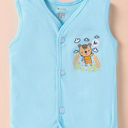 OHMS Single Jersey Knit Sleeveless Jhabla with Bear Print - Aqua Blue-image-91