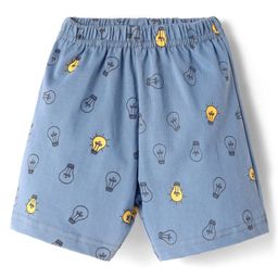 Tango Single Jersey Knit Knee Length Shorts with Bulbs Print - Light Blue-picture-20