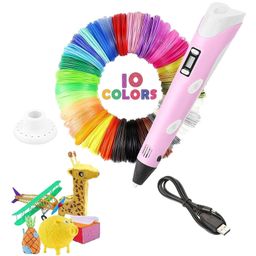 Magicwand 3D Pen with LCD Display 10 Metres Each 10 Filaments & 3 Metres Each 3 Filaments Extra with USB Pack of 1-0
