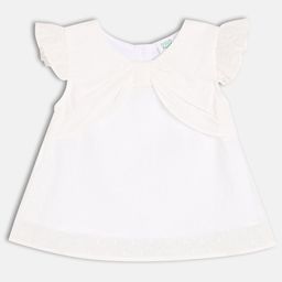MINI KLUB Cotton Woven Frill Sleeves Swiss Dot Embroidered Top - White-picture-23