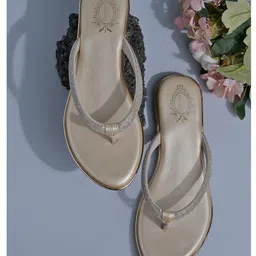 Shoetopia Rhinstone Embellished Sandals - Golden-picture-2