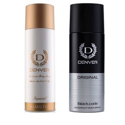 Denver Men Set of 2 Long Lasting Deodorant 200 ml each - Imperial & Original Black.Code-6