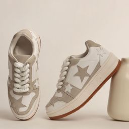 Street Style Store Women Textured Lace-Ups Round Toe PU Sneakers-image-30