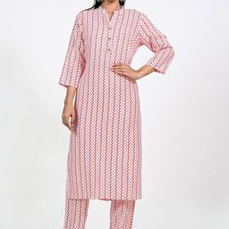 KAMODIAZ Women Chevron Printed Kurta with Trousers-image-89