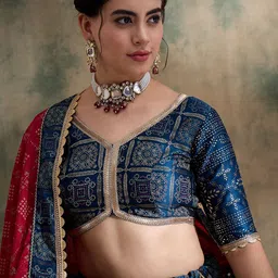 SHRINGARINI Printed Block Print Ready to Wear Lehenga & Unstitched Blouse With Dupatta image 2