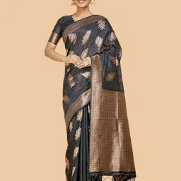 House of Pataudi Ethnic Motifs Woven Design Zari Banarasi Saree-picture-43
