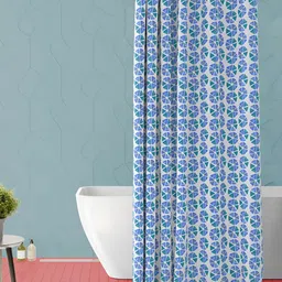 ArtzFolio Blue & White Geometric Printed Waterproof Shower Curtains-11