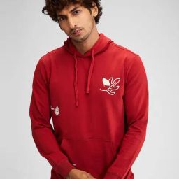Spykar Red Regular Fit Printed Hooded Sweatshirt-picture-1
