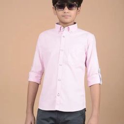 Crimsoune Club Boys Pink Cotton Solid Full Sleeves Shirt-image-42