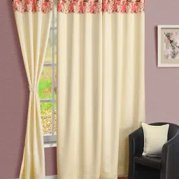 Swayam Cream PNP Blackout Eyelet Window Curtain - Single Piece (5 Ft)-36