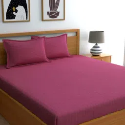 Dreamscape Purple Cotton 220 TC Bed Sheet Set-picture-28