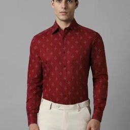 Louis Philippe Red Regular Fit Printed Shirts-picture-23