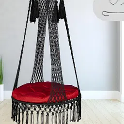 Swingzy Black & Red Hammock Hanging Swing With Cushion-26
