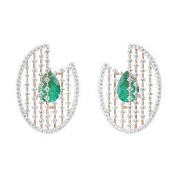 EMORI 18k (750) Rose Gold Glamorous Emerald Diamond Earrings for Women-image-73