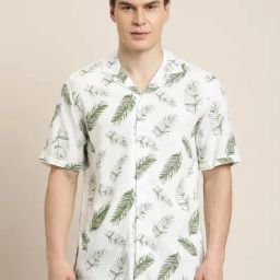 Turtle White Slim Fit Floral Print Shirt-picture-49