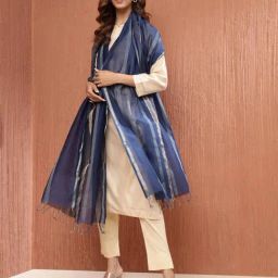 Fabindia Blue Cotton Blend SolidDupatta-image-53